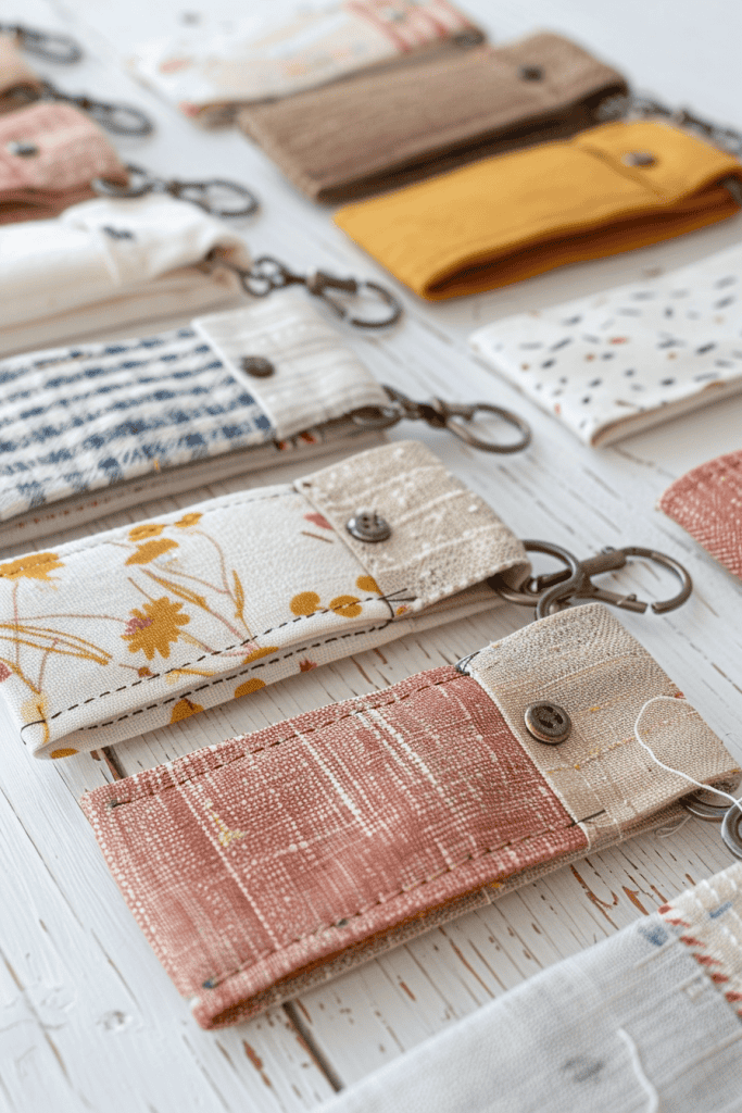 DIY handmade fabric key fobs and wristlets