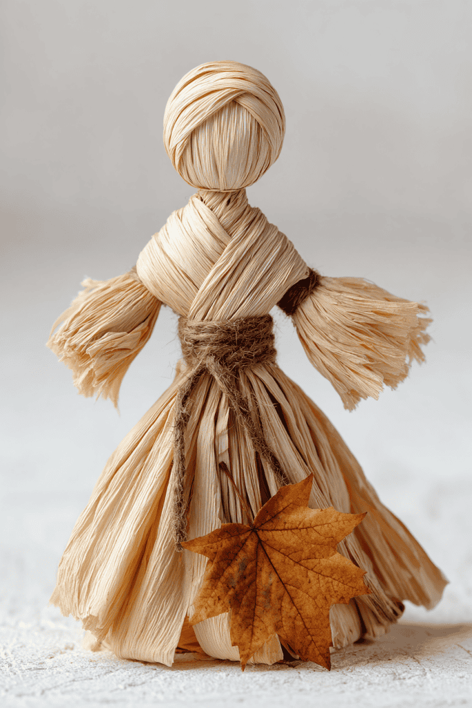 Handmade corn husk doll craft