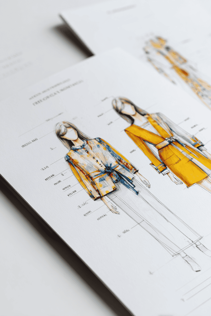 Front of a sewing pattern envelope displayed clearly, showing finished garment sketches with sleeve variations