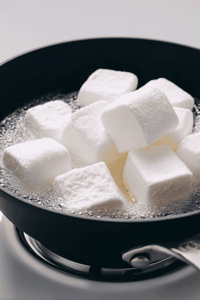 Close-up of sugar-free rice crispy treat mixture in pan