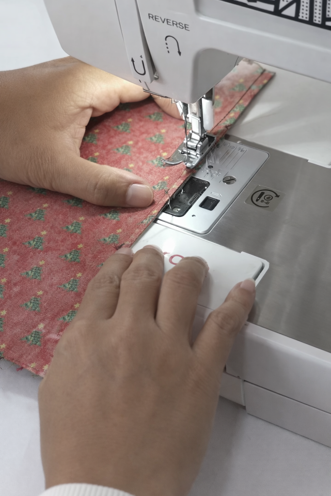 Sewing festive fabric with precision