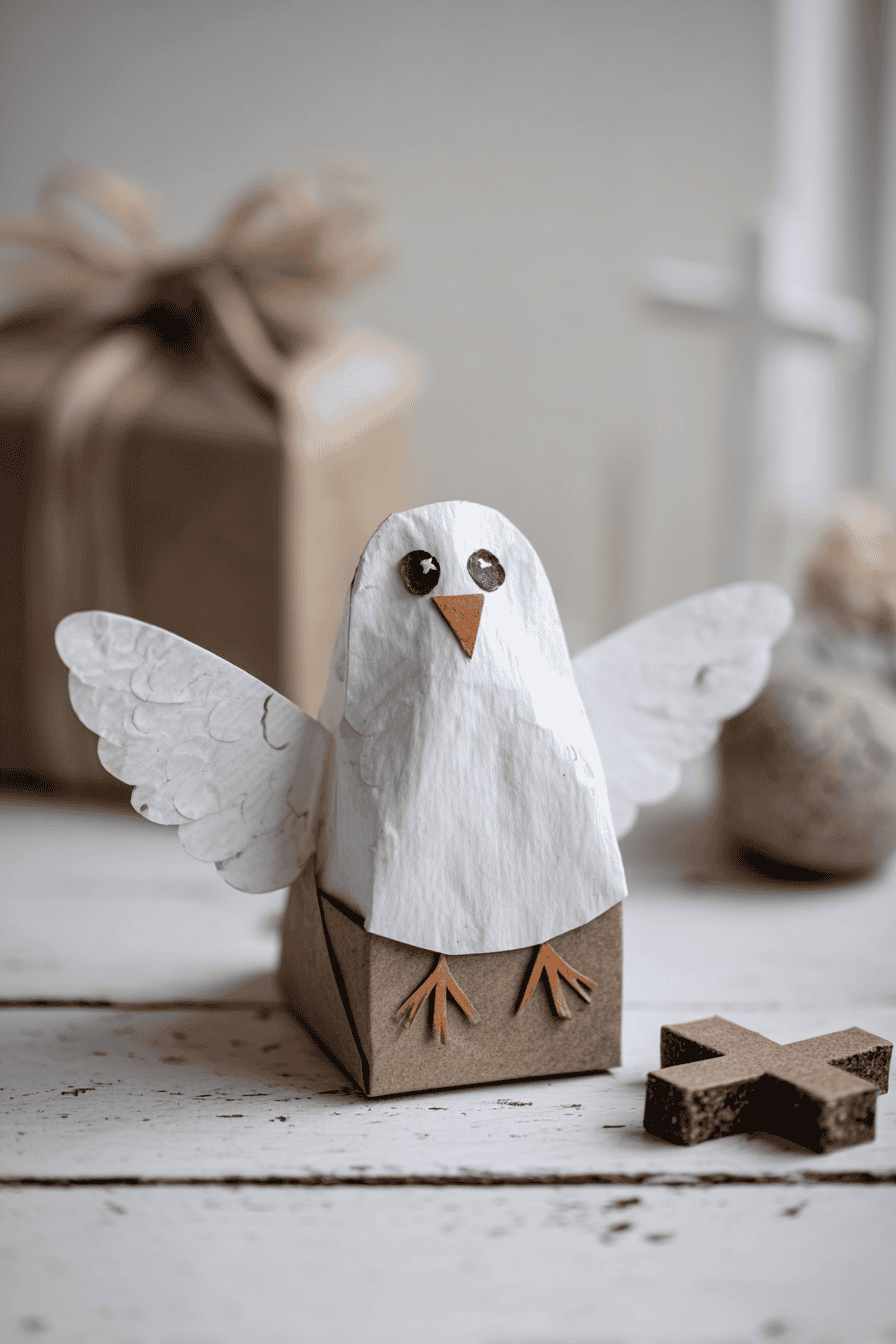 Close-up of Noah’s Ark puppet shaped like a dove
