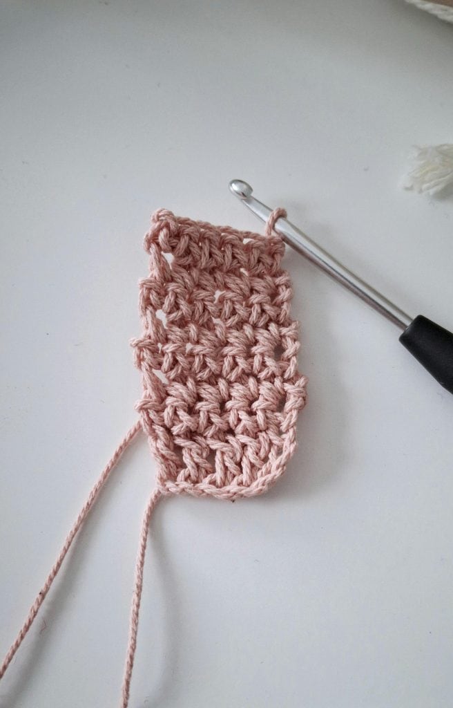 Handcrafted Crochet Piece with Hook on White Background