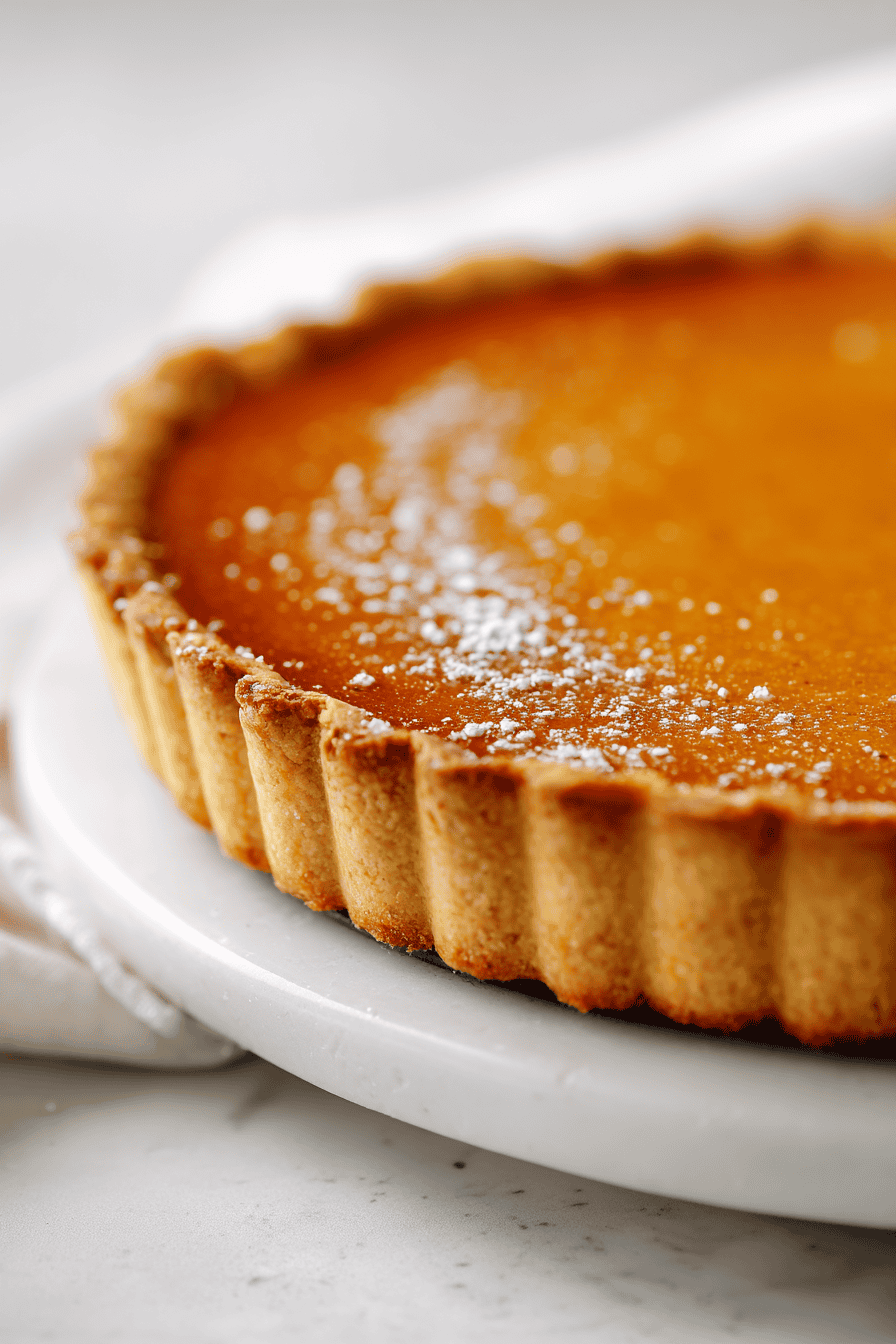 Healthy pumpkin pie with golden crust made from freshly milled flour