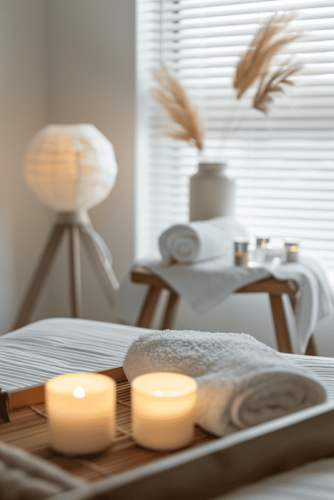 peaceful homebirth environment lit by cool white tones