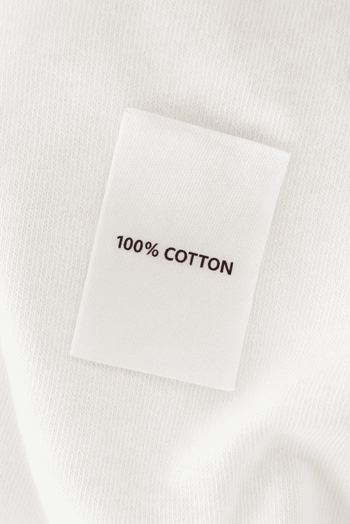 cotton fabric with a 100% label tag