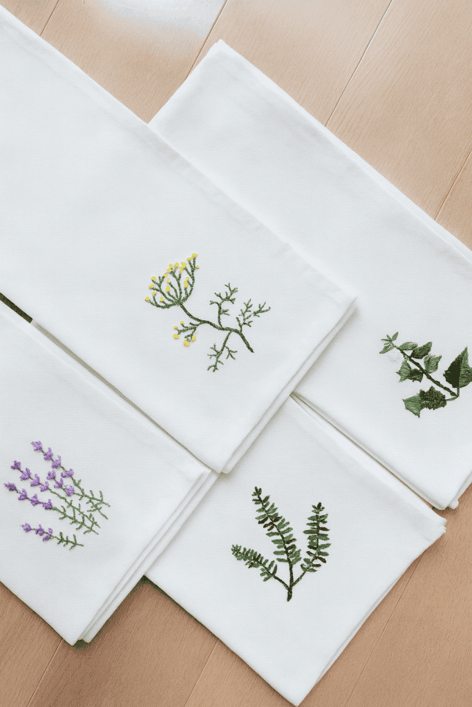 embroidered tea towel