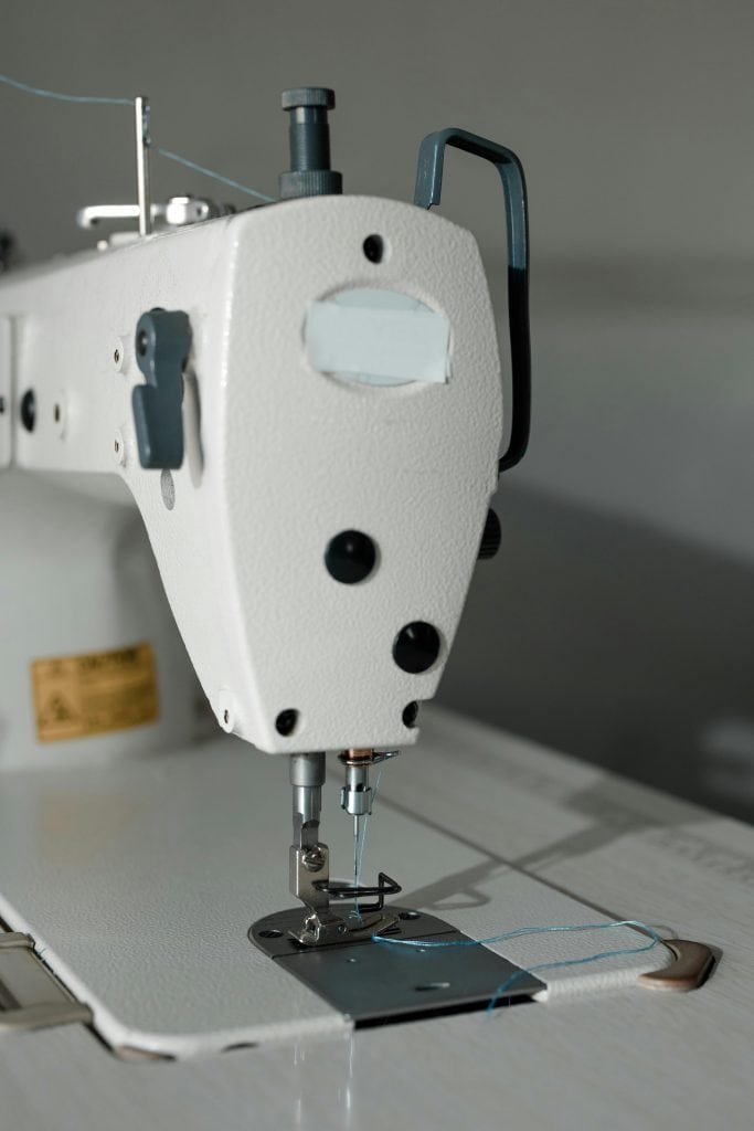 Close Up of a White Sewing Machine