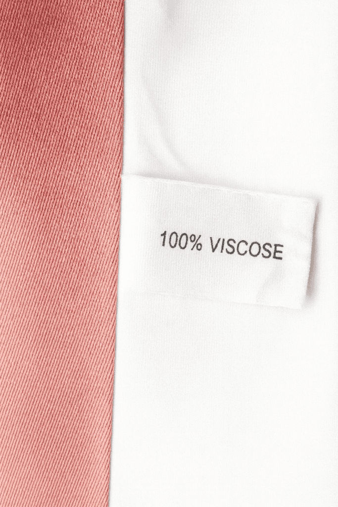 viscose fabric with a 100% label tag