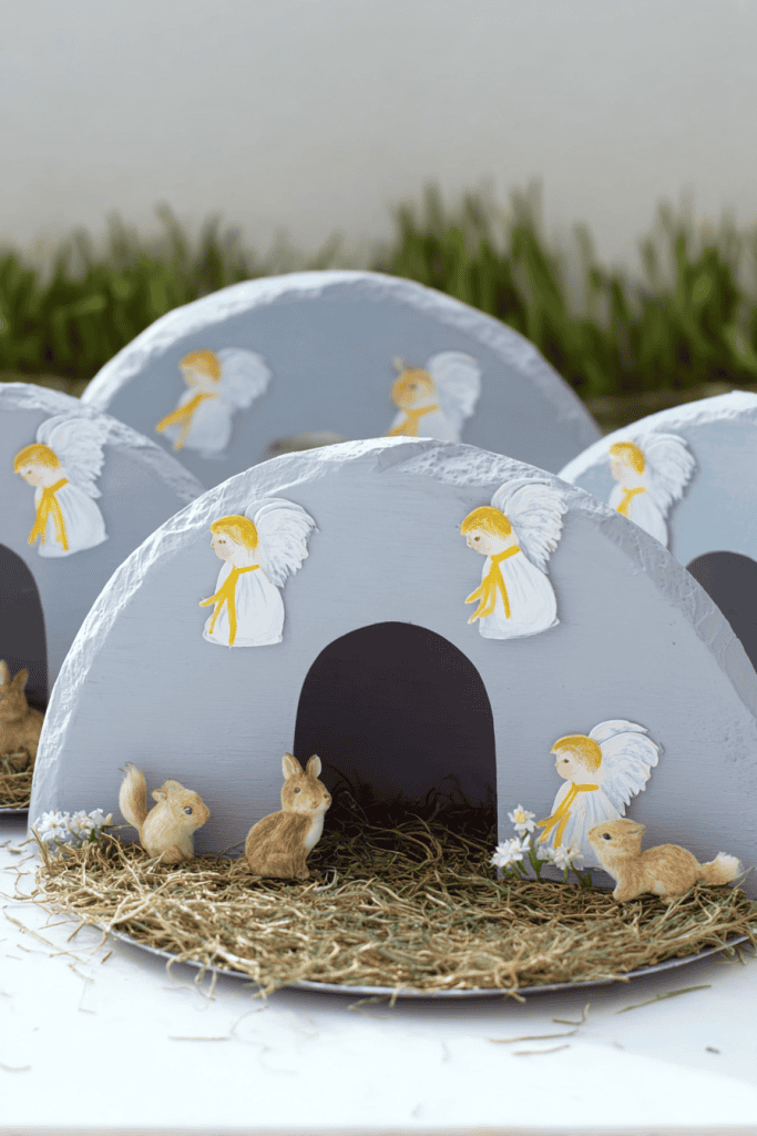 a children's Resurrection Tomb craft made from a painted paper plate