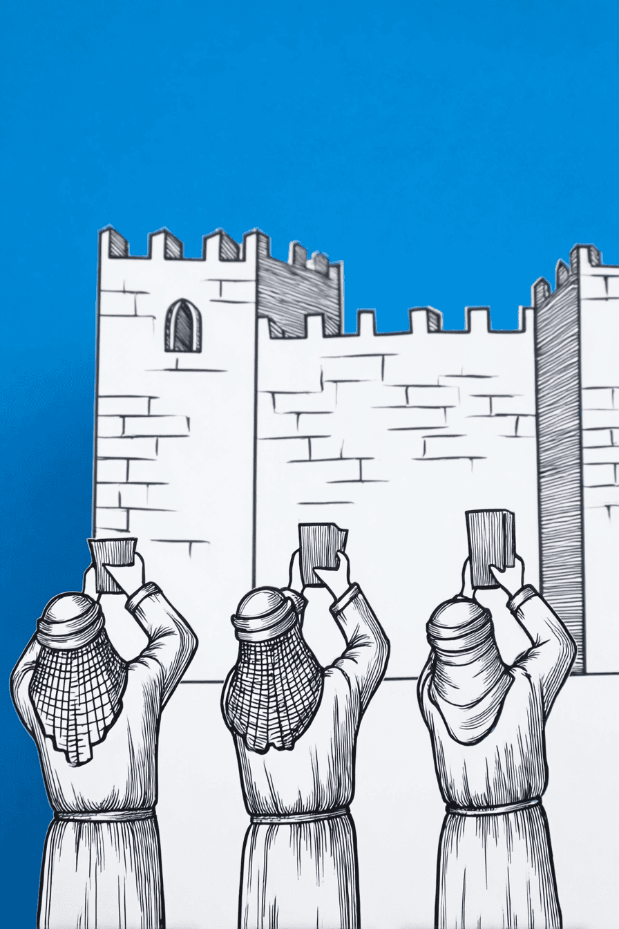 a hand-drawn paper diorama depicting a historical or religious Middle Eastern scene.