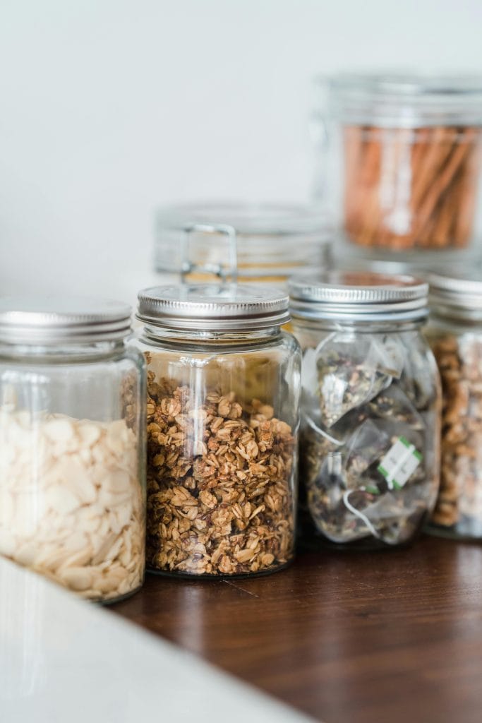 Snack and Chips Placed in a Clear Glass Jars