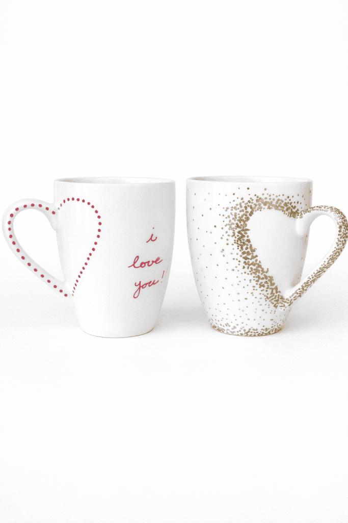 two personalized sharpie heart mugs