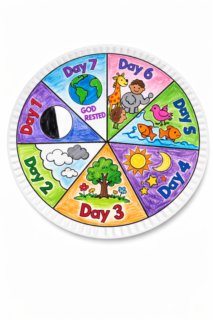 a 7 days creation paper craft divided into 7 sections