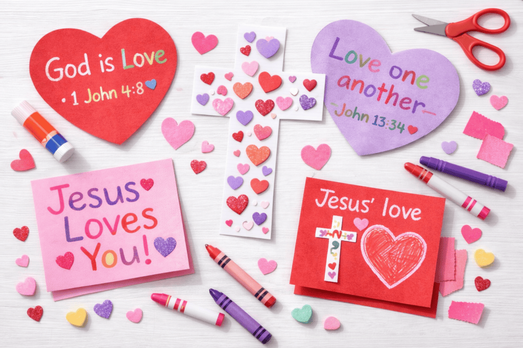 a collection of Christian Valentine’s crafts for kids