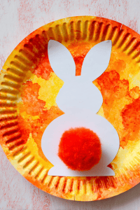 a handcrafted Easter bunny art piece made by a child.