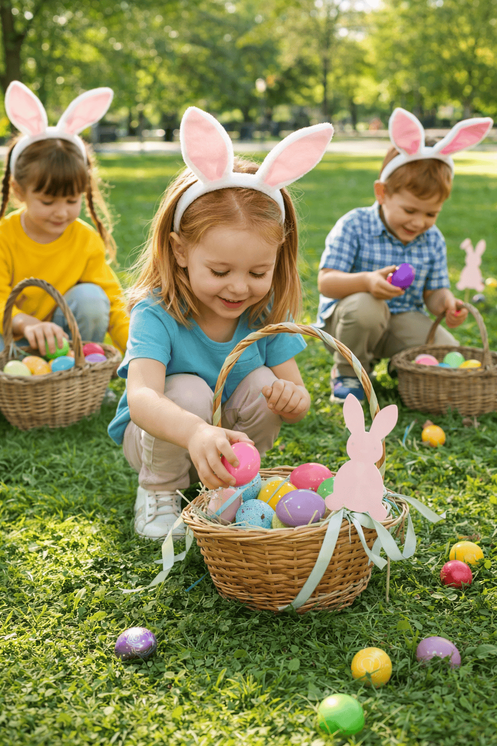 Easter egg hunt in the park