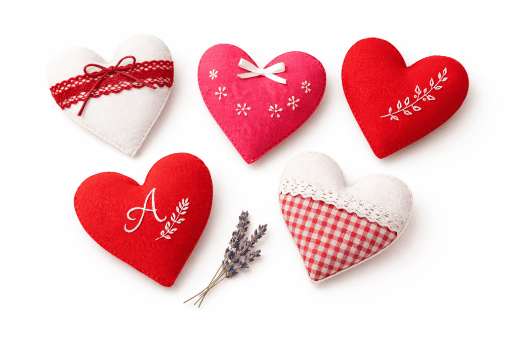 Heart-shaped lavender sachets for Valentine’s Day