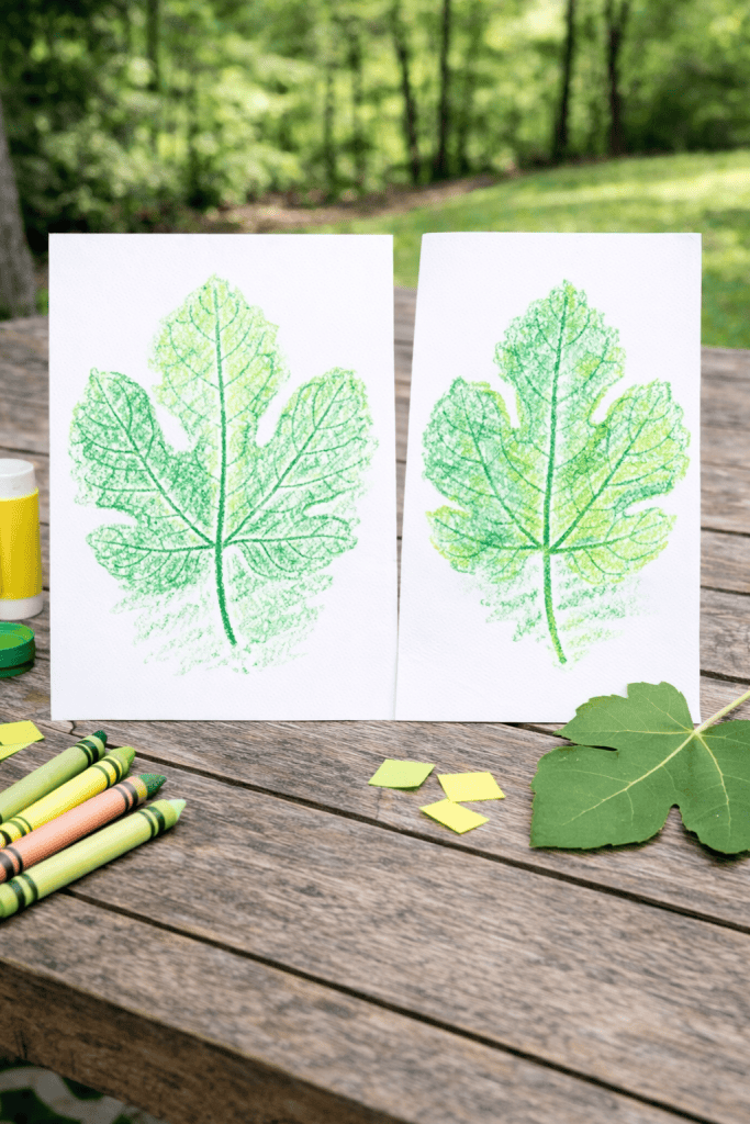 a nature-inspired children’s leaf rubbing art activity