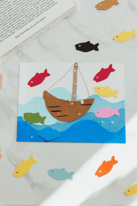 a handmade paper collage inspired by a biblical theme