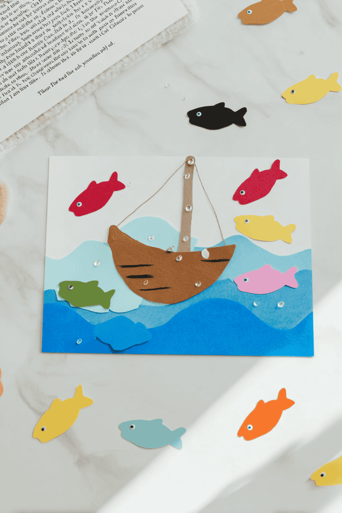 a handmade paper collage inspired by a biblical theme