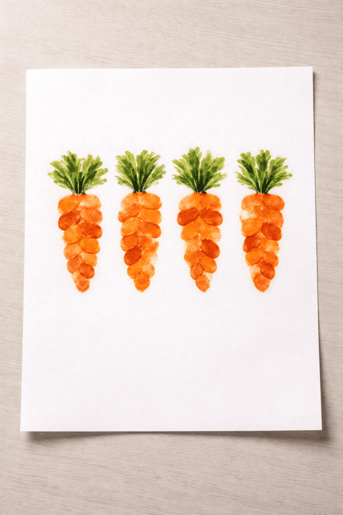 Colorful carrot fingerprint craft artwork
