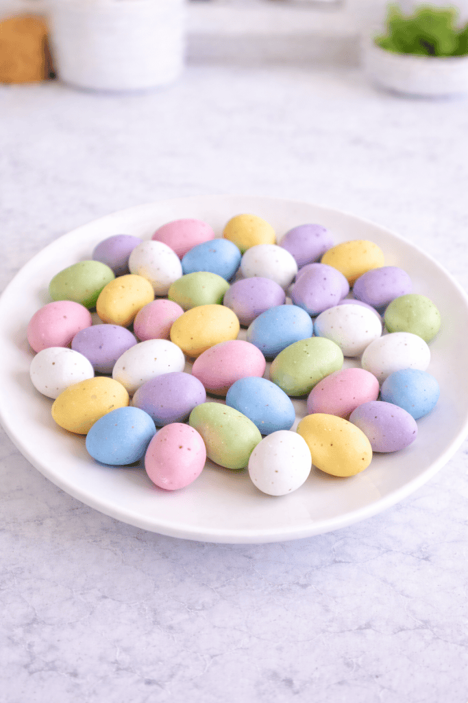 Pastel candy-coated chocolate eggs
