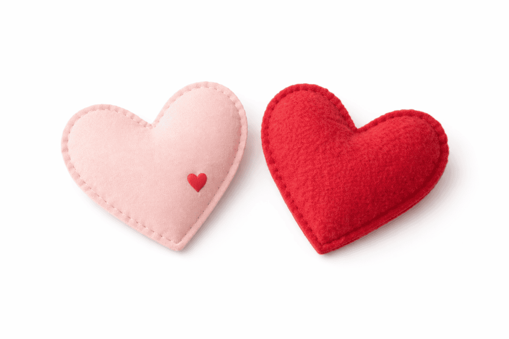 Handmade heart-shaped hand warmers