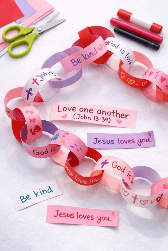 Handmade paper chain with love notes