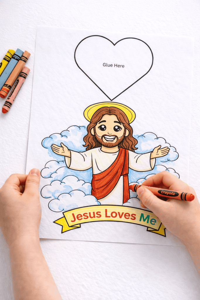 Child coloring Jesus loves me page