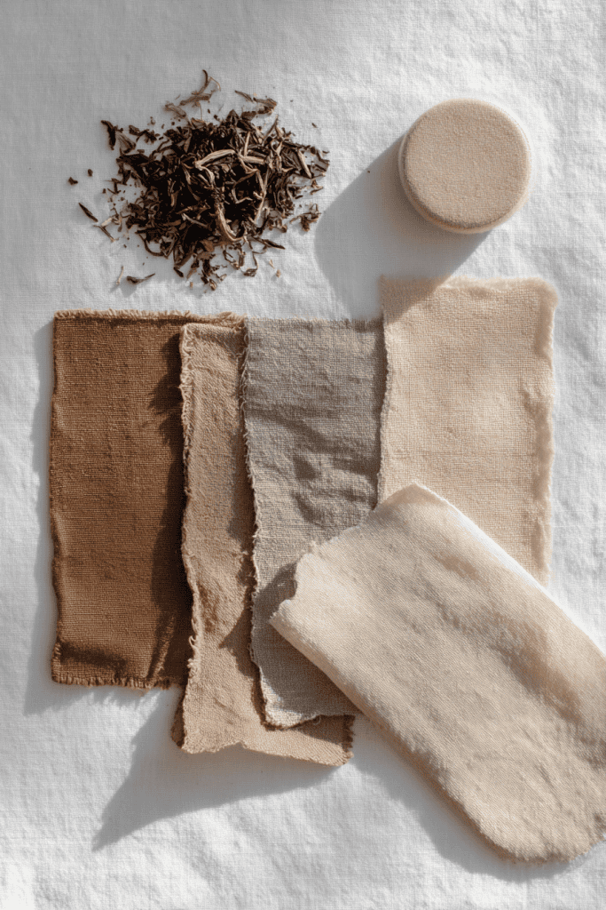 tea or tannin-based natural dyeing on fabric