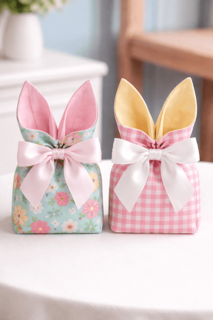 Pastel bunny treat bags on display