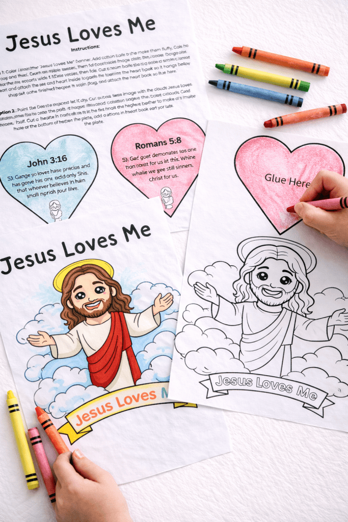 a child coloring the craft sheets