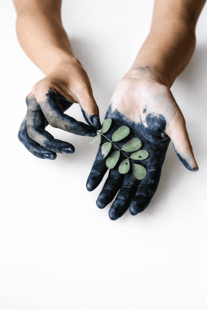 indigo natural dye in a hands-on, process-focused moment.