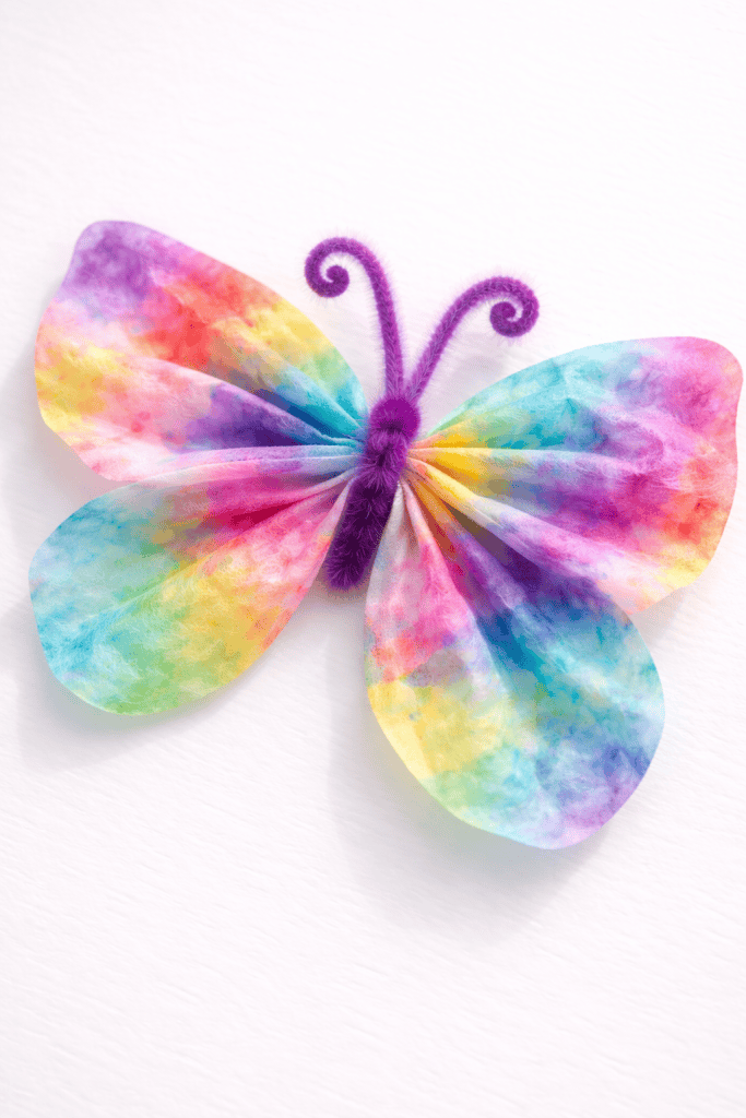 Colorful coffee filter butterfly craft