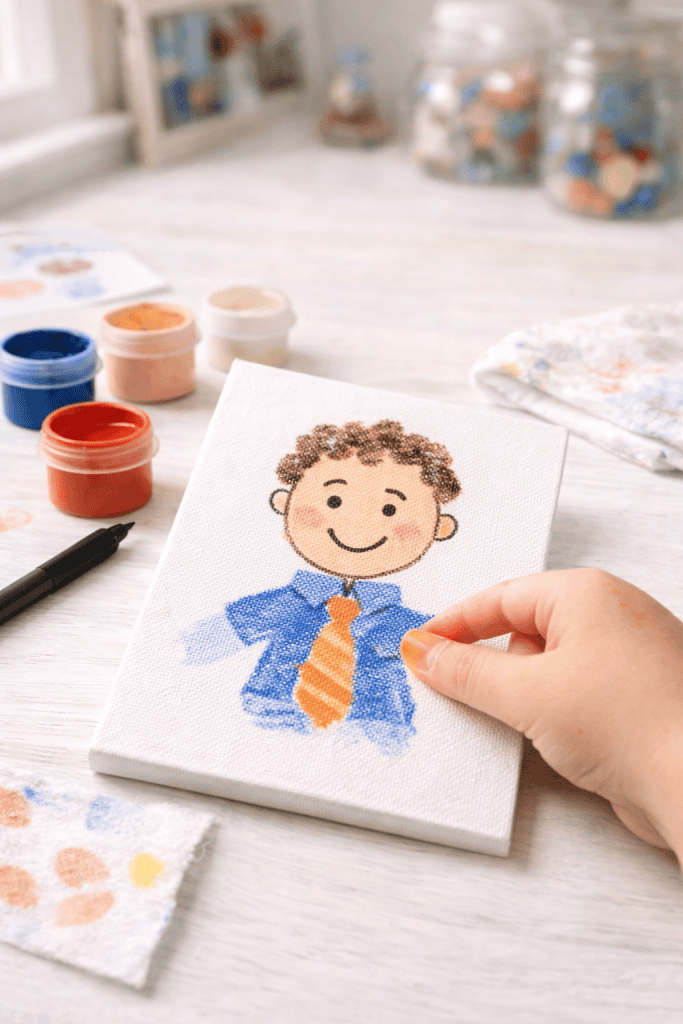 a handmade “Fingerprint Art Portrait” Father’s Day craft