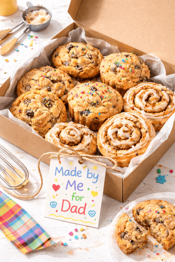 a homemade Father’s Day gift: a batch of baked goods made by kids.