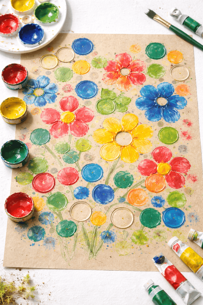 Bottle cap print art in progress


