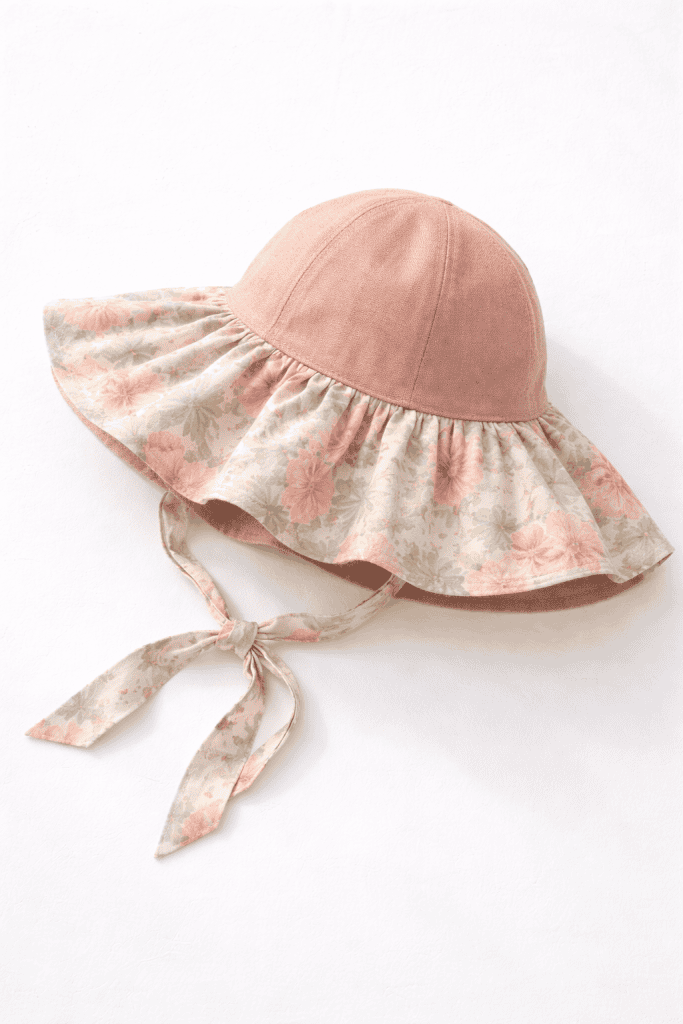 a handmade gathered-brim sun hat