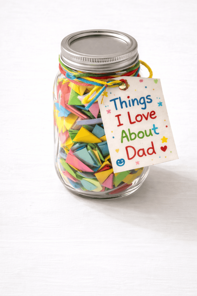 a heartfelt Father’s Day gift: a “Things I Love About Dad” jar made by kids.