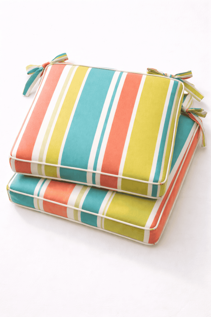 Vibrant striped outdoor chair cushions
