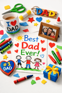 a heartfelt Father’s Day gift arrangement made by kids.