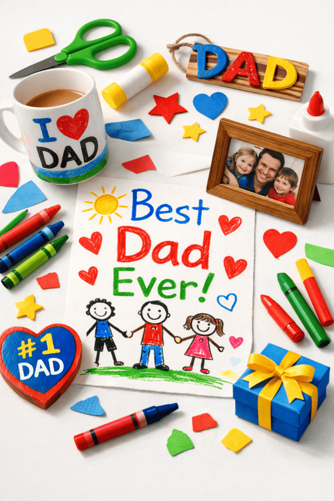 a heartfelt Father’s Day gift arrangement made by kids.