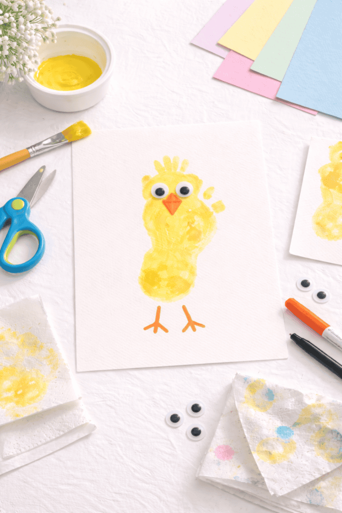 Chick craft with bright yellow footprint