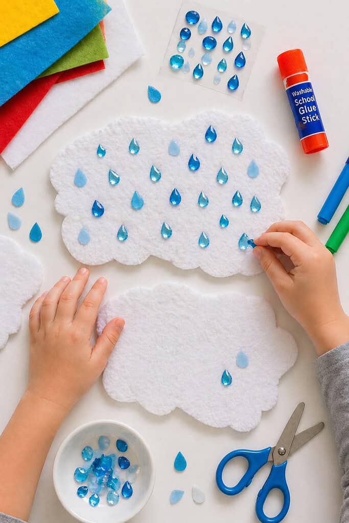 a simple fleece shape cut from soft white felt or textured craft foam, representing Gideon’s fleece.