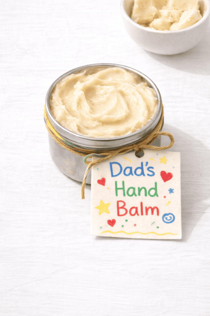 Dad's hand balm with colorful tag