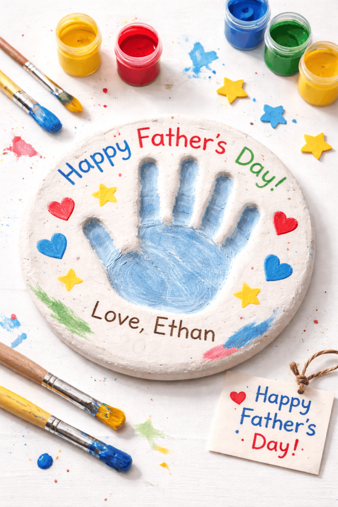 Handmade Father's Day keepsake with handprint