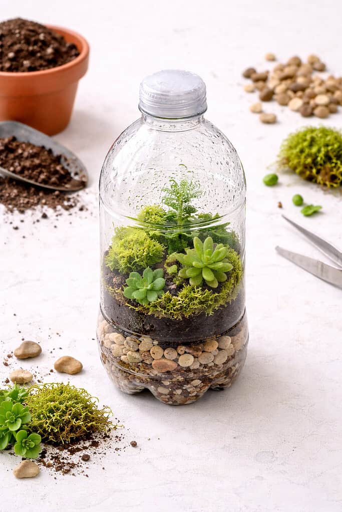 DIY terrarium in a water bottle


