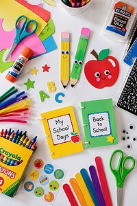 craft materials and handmade school-themed projects.