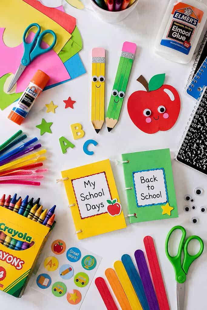 craft materials and handmade school-themed projects.